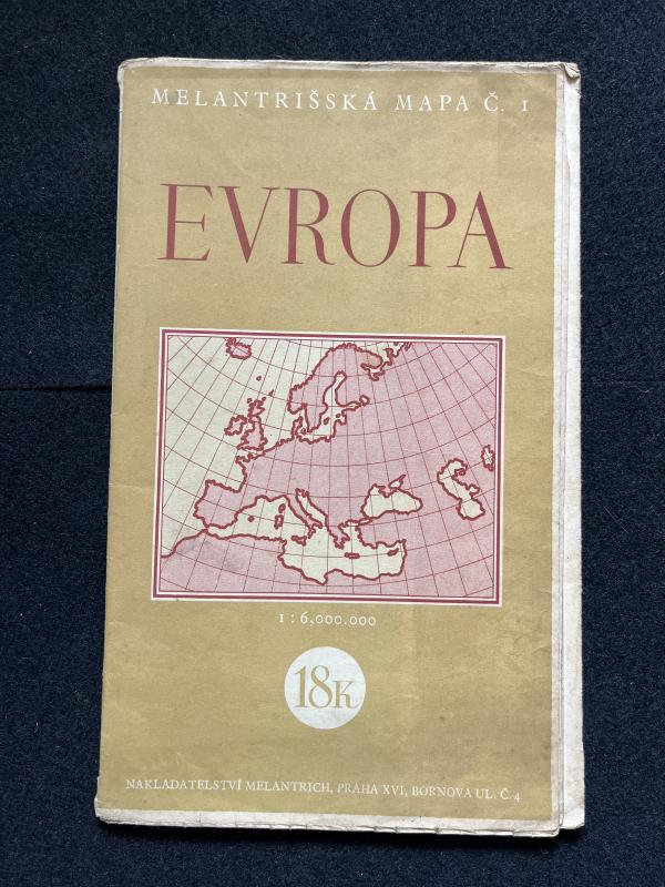 PRAHA 1944 DATED EVROPA 1:6,000.000 MAP