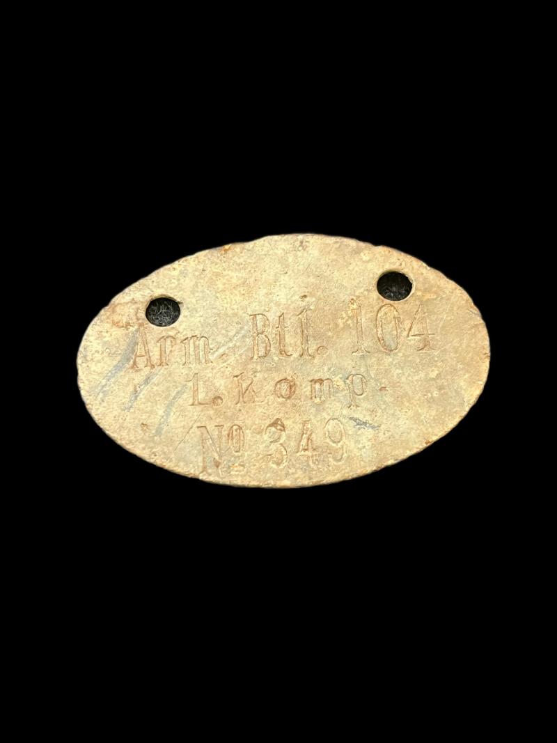 WW2 GERMAN ARM BTL. 104 L. KOMP NO.349 DOG TAG