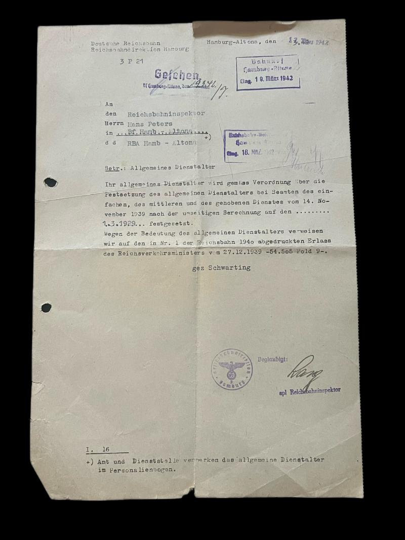 WW2 GERMAN REICHSBAHN LETTER