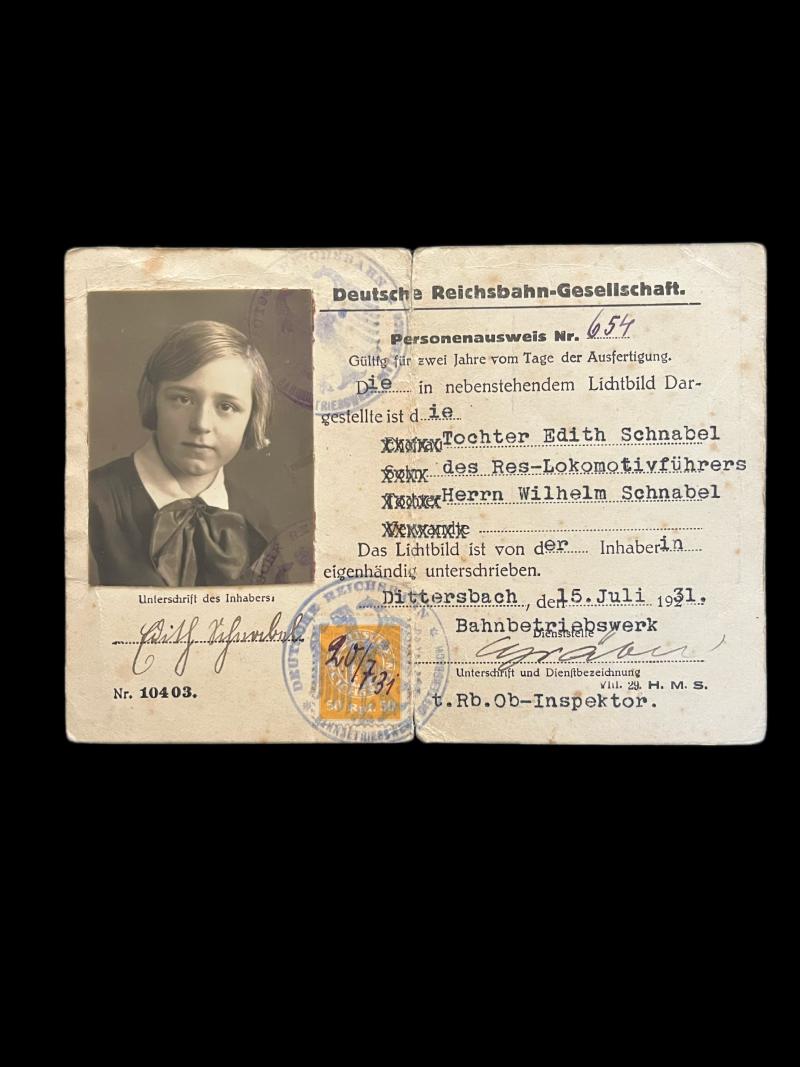 REICHSBAHN PERSONNEL I.D. CARD
