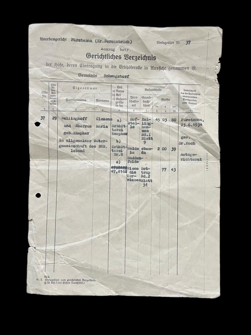 GERMAN COURT REGISTER DOCUMENT
